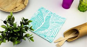 ; Servilletas Bambulux 40x40cm Dec Tropical Turquesa, 360uds