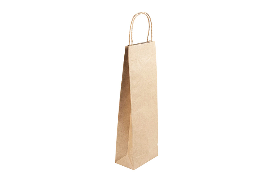 Bolsa Vino Asa Rizada 14+8x40cm 100gr Kraft, 500uds