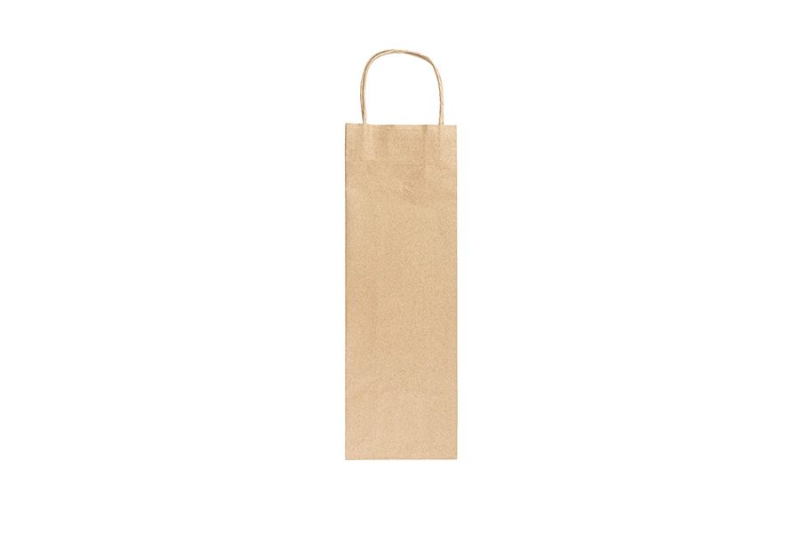 Bolsa Vino Asa Rizada 14+8x40cm 100gr Kraft, 500uds