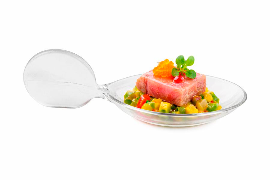 Cuchara Catering Pez Transparente PS Reutilizable 10x3,8cm, 20uds x 60pq