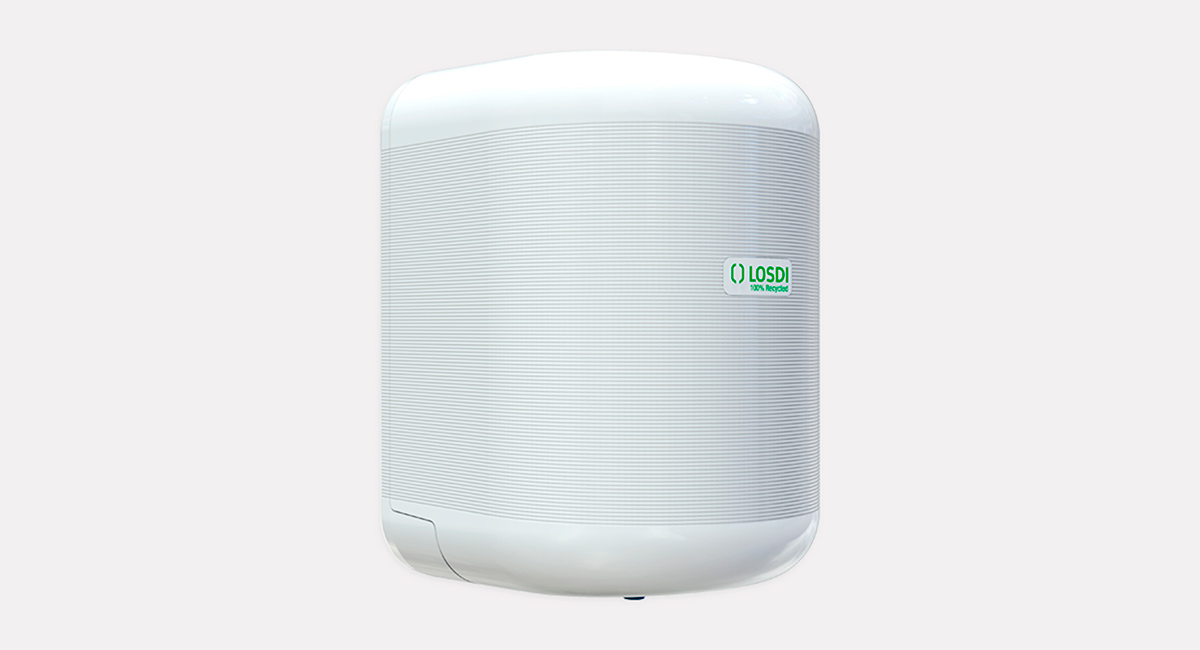 Dispensador Papel Mecha Eco-Luxe Plástico Reciclado Losdi Blanco
