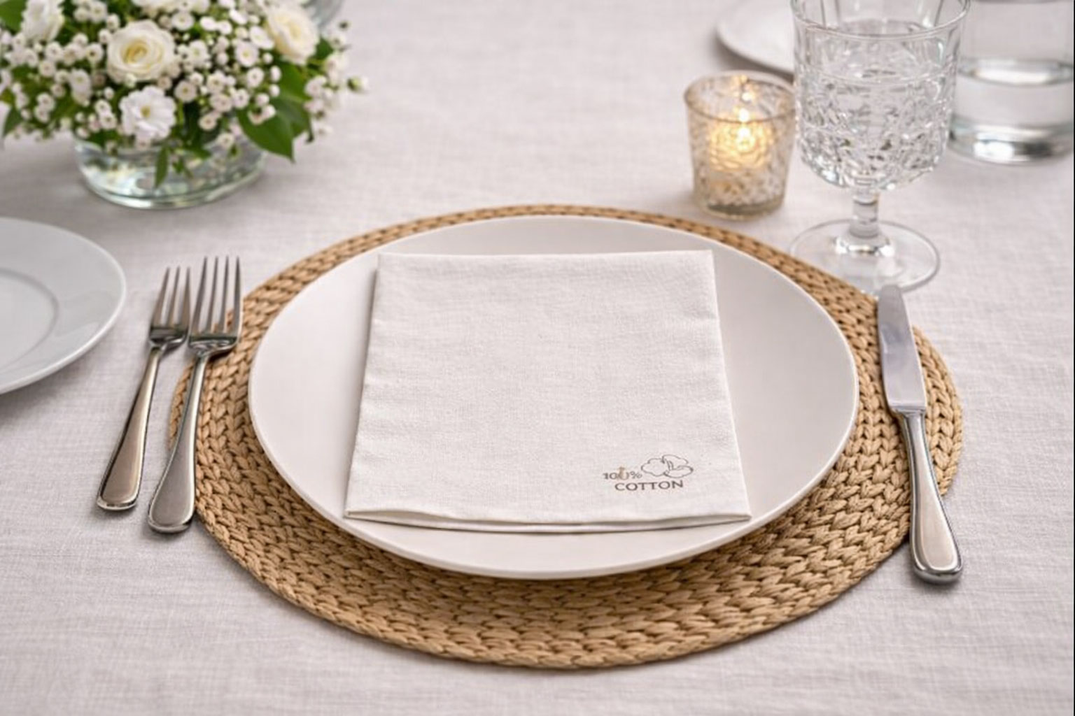 Servilletas Cotton Nature 40x40cm, 600uds.