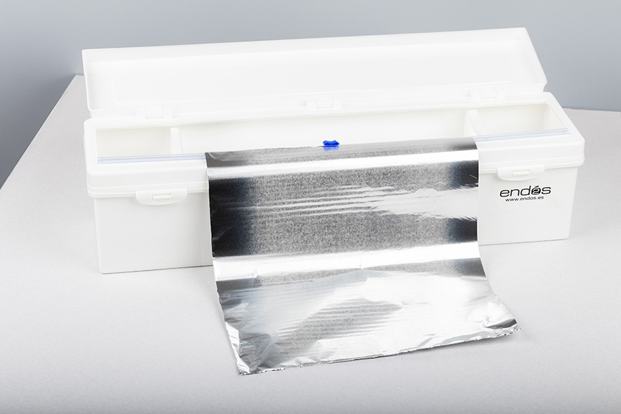 Dispensador Film y Aluminio con Tapa 50cm Polipropileno Blanco