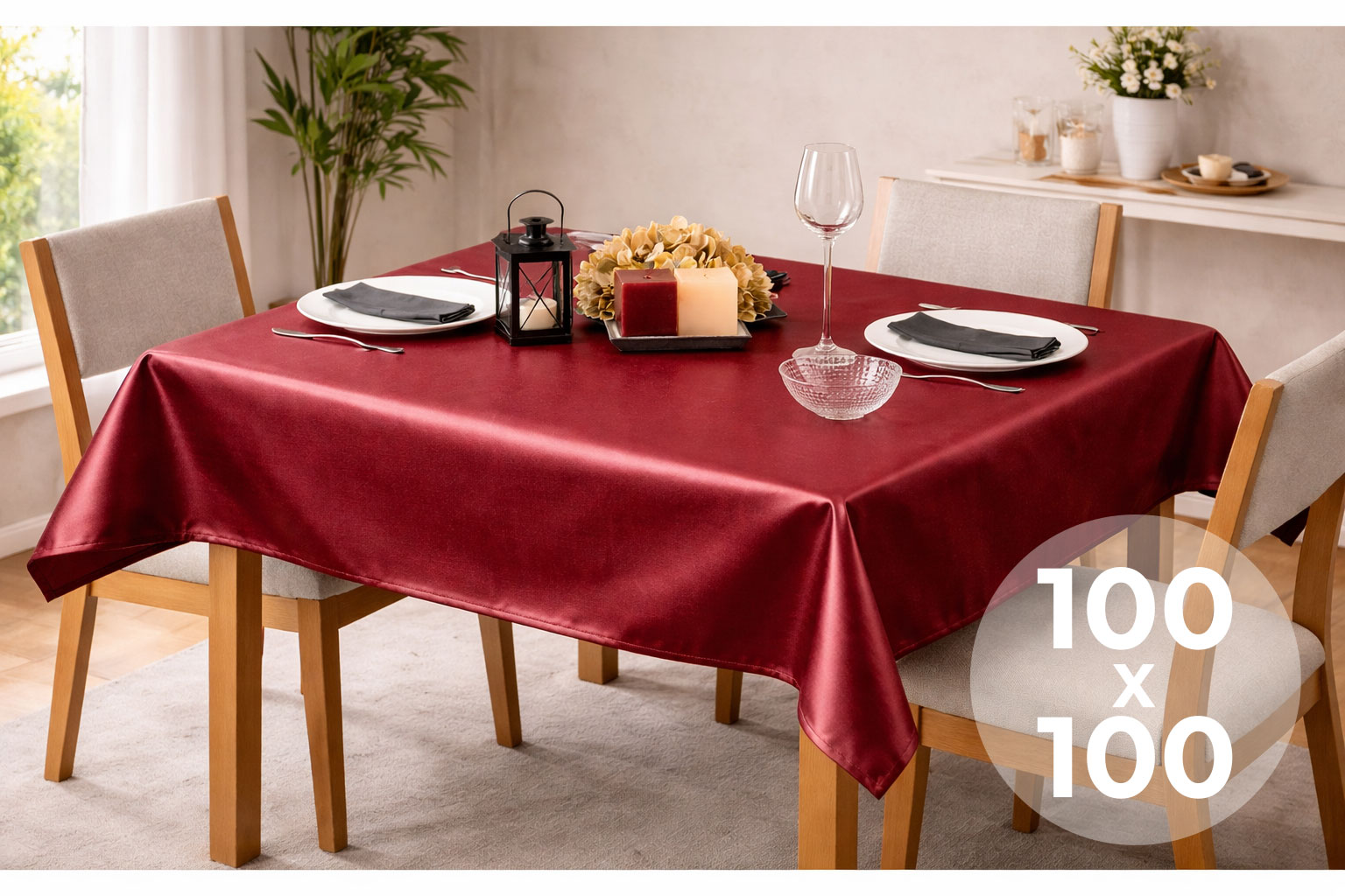 Mantel Extratela Alba Plus 100x100cm Burdeos (Confeccionado a 96x96cm)