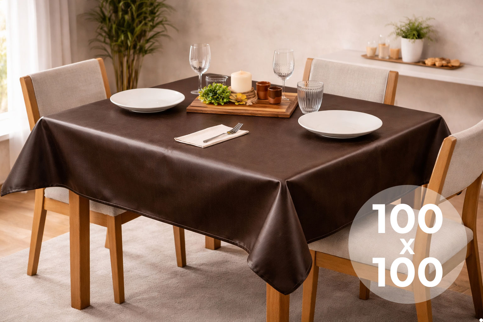 Mantel Extratela Alba Plus 100x100cm Marron (Confeccionado a 96x96cm)