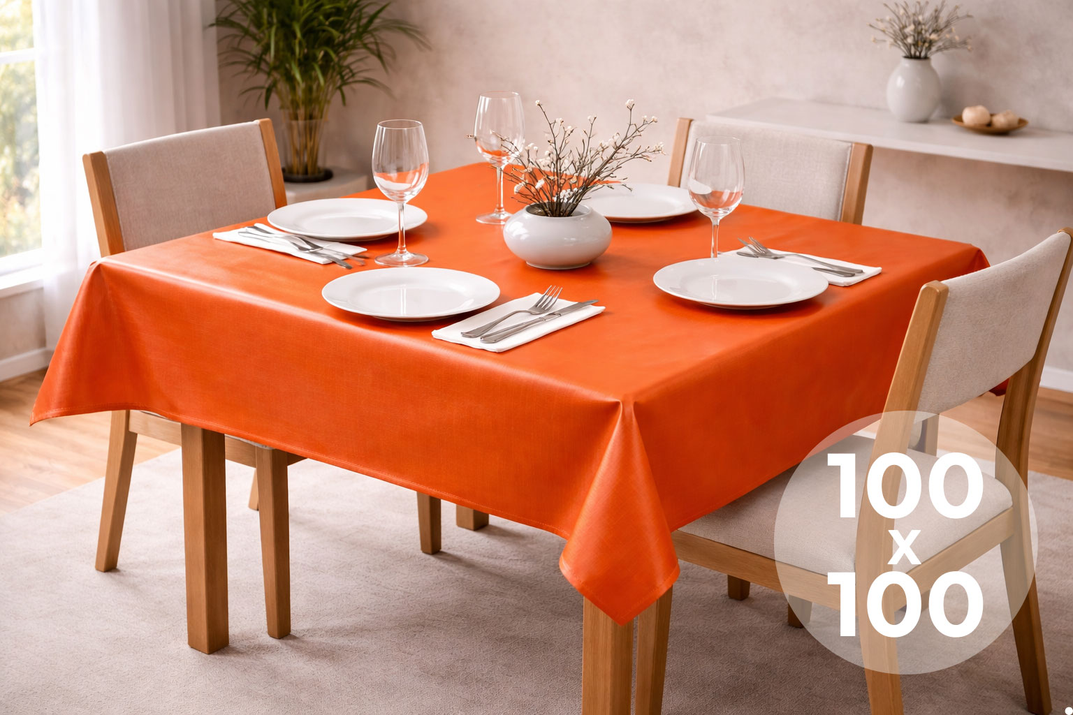 Mantel Extratela Alba Plus 100x100cm Naranja (Confeccionado a 96x96cm)