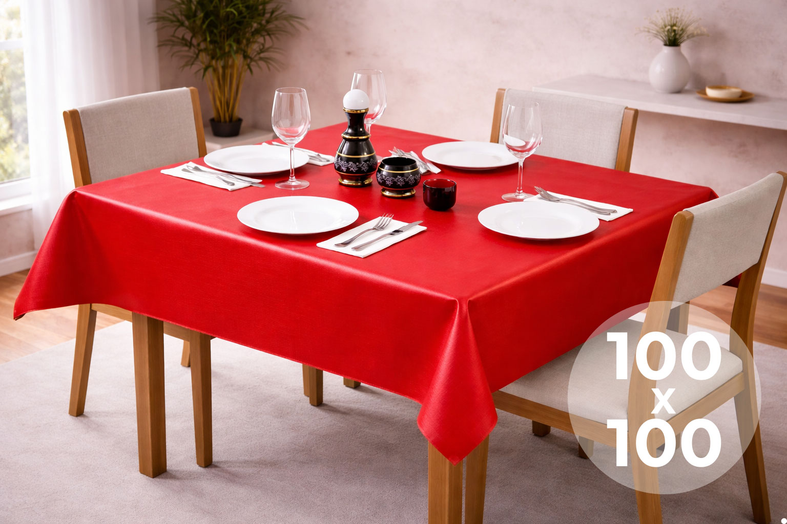 Mantel Extratela Alba Plus 100x100cm Rojo (Confeccionado a 96x96cm)