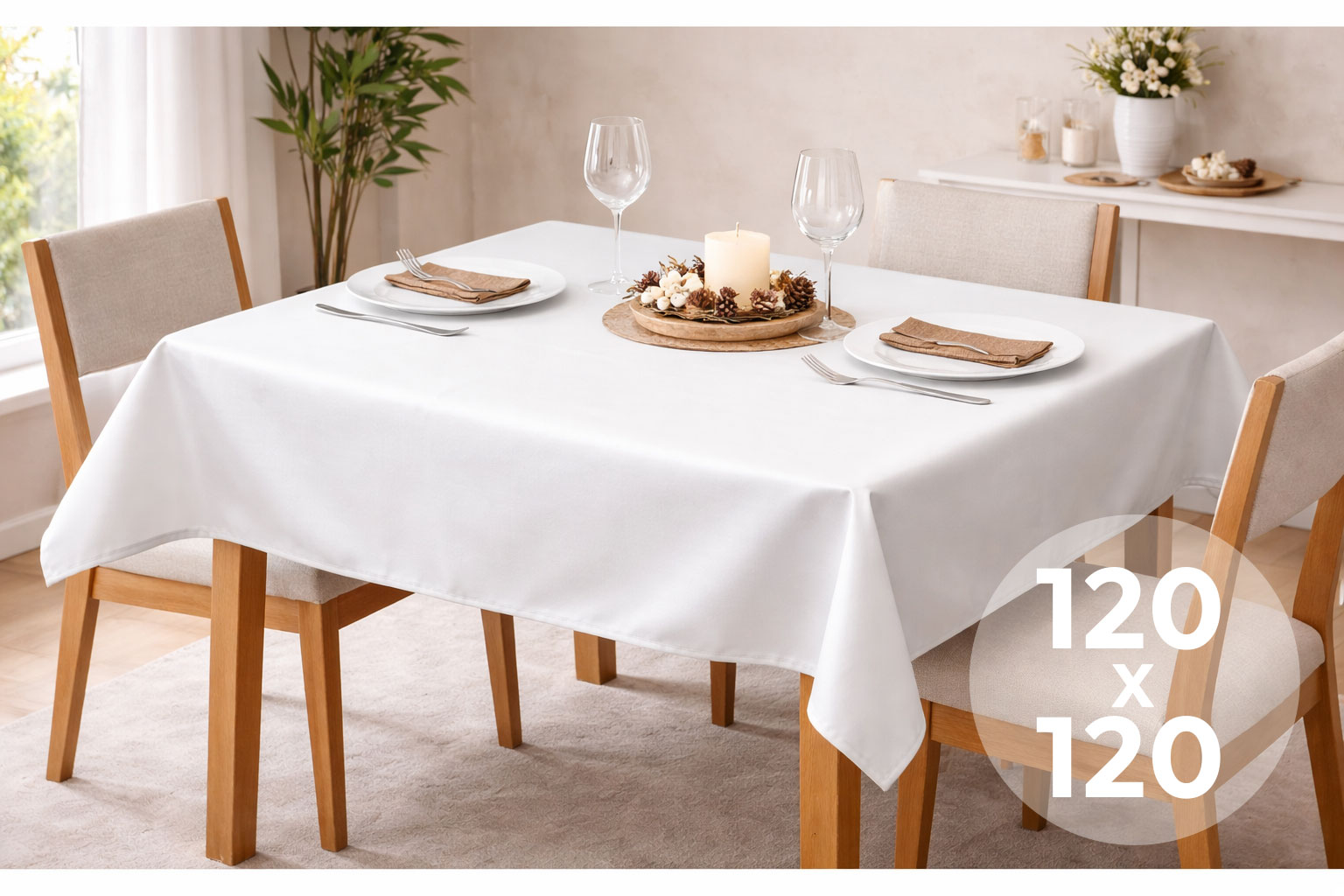 Mantel Extratela Alba Plus 120x120cm Blanco (Confeccionado a 116x116cm)
