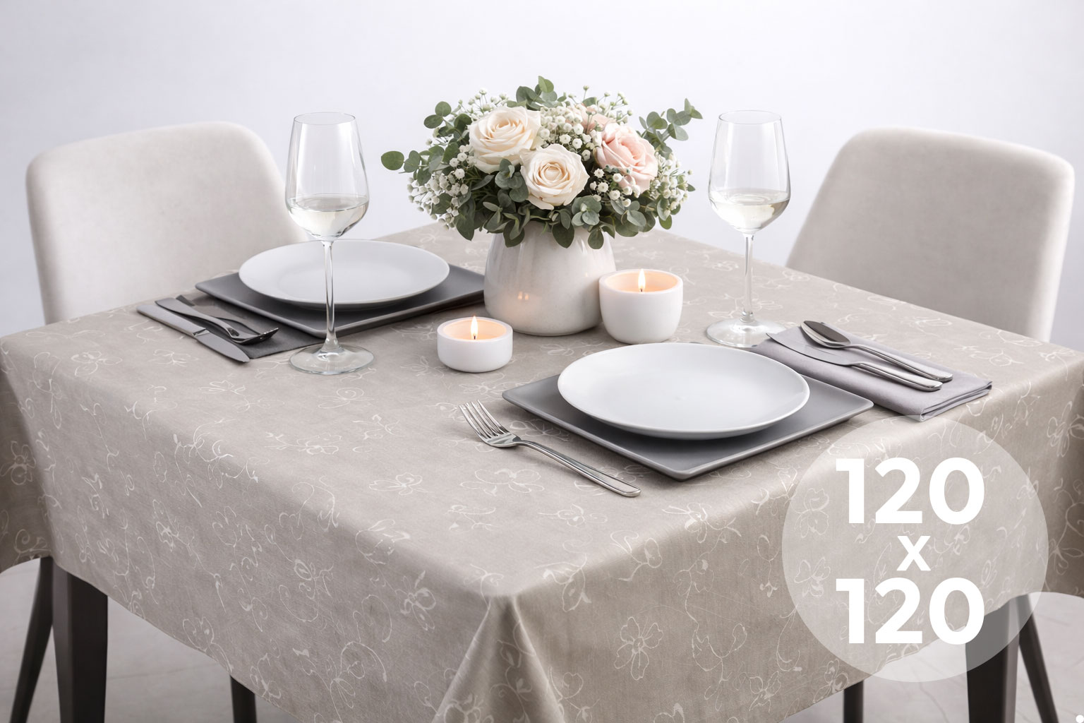 Mantel Extratela Alba Plus 120x120cm Flores (Confeccionado a 116x116cm)