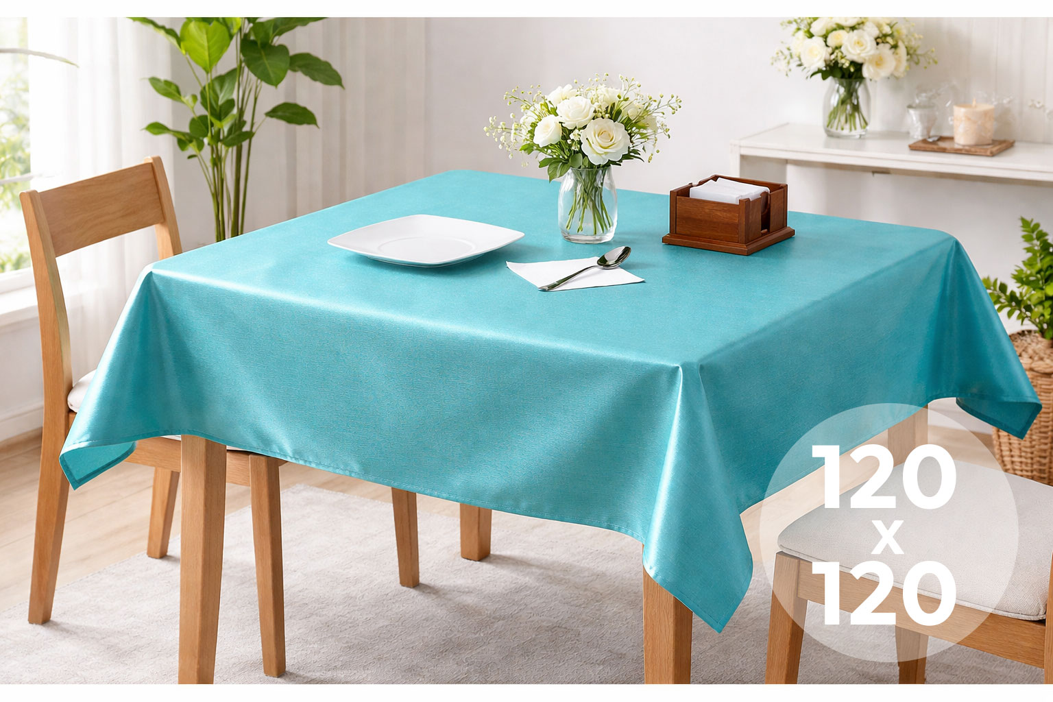 Mantel Extratela Alba Plus 120x120cm Turquesa (Confeccionado a 116x116cm)