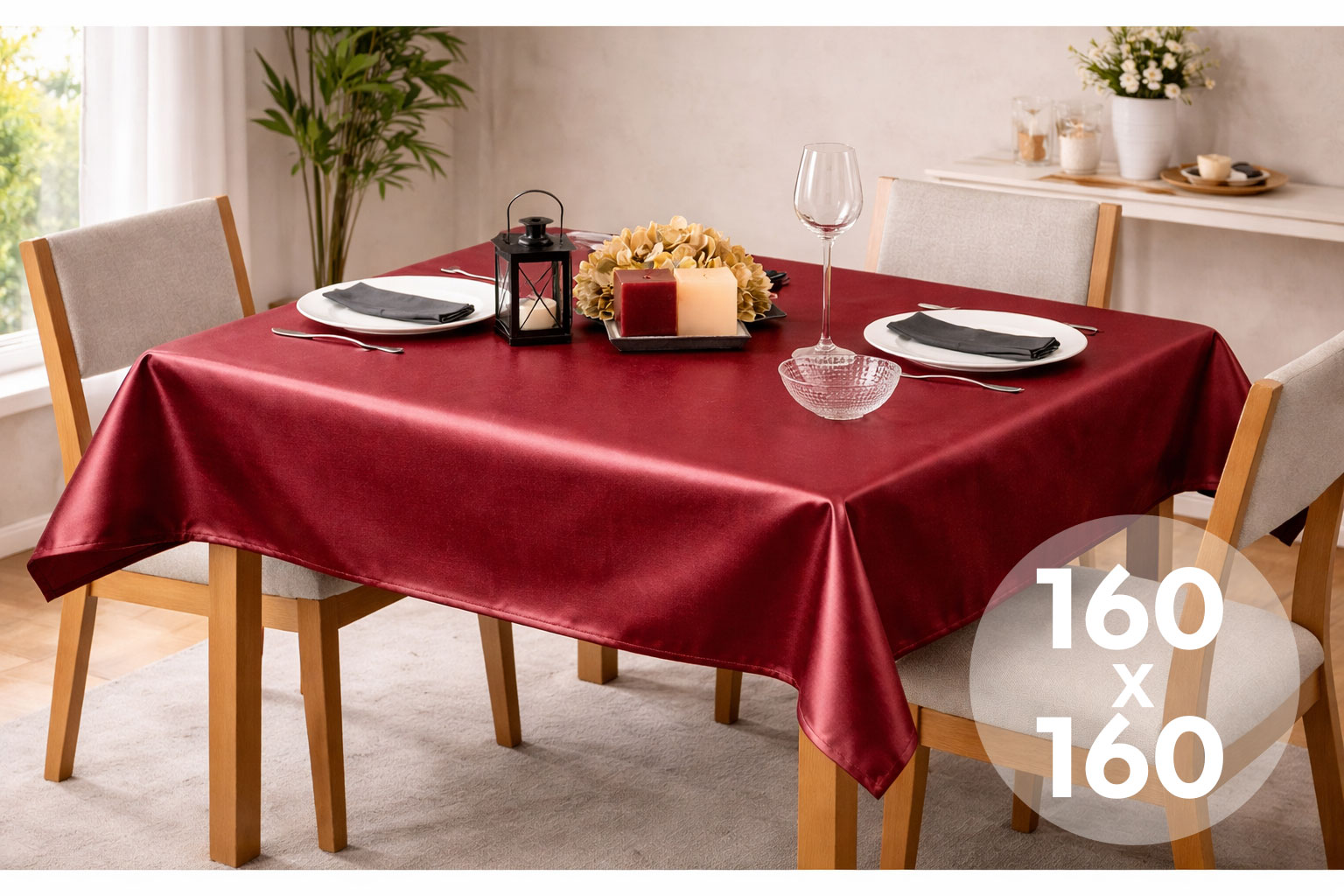 Mantel Extratela Alba Plus 160x160cm Burdeos (Confeccionado a 156x156cm)