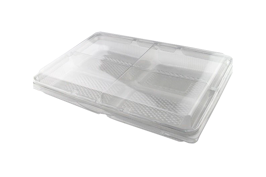 Envase Tapa Bisagra Loncheados -PET- Dividido en Cuatro Partes 1250cc (-15ºC a +55ºC), 25uds
