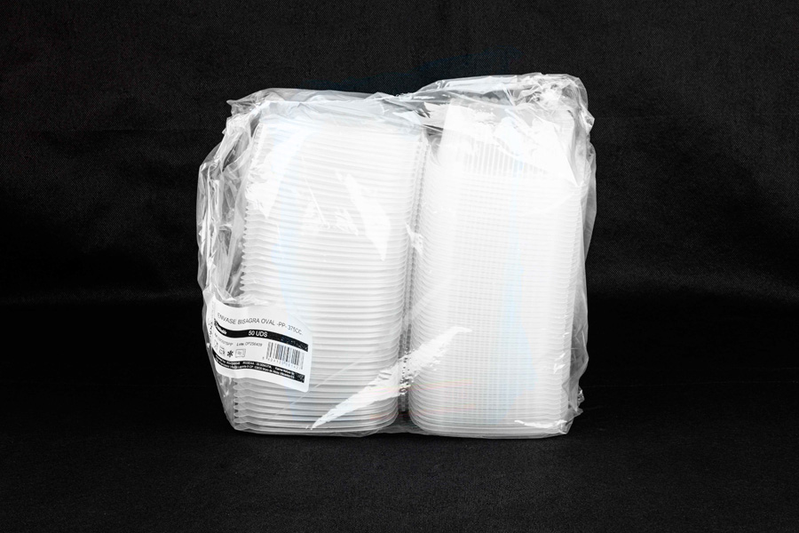 Envase Bisagra Oval -PP- 375cc, 50uds x 12pq