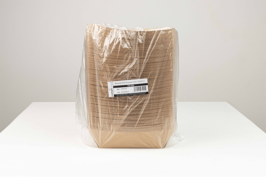 Barqueta Kraft Antigrasa 222x140x60mm, 150uds x 2pq