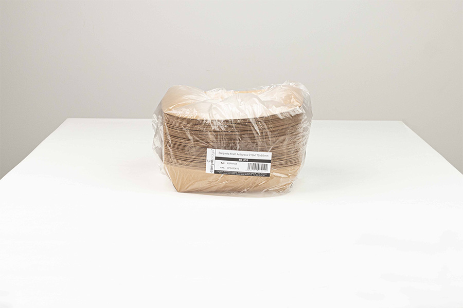 Barqueta Kraft Antigrasa 219x175x55mm, 150uds x 2pq