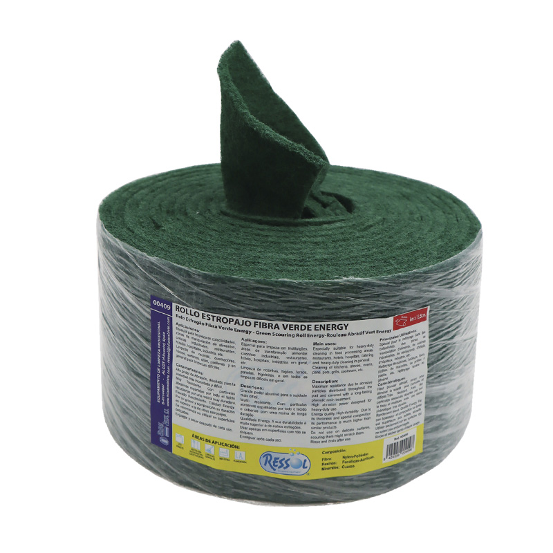 Rollo Estropajo Fibra Verde Energy 13,5cm x 6m, 15uds