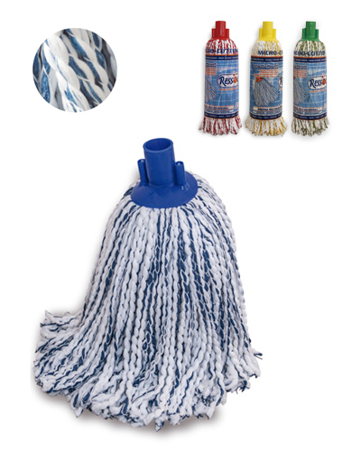 Fregona Hilo Microfibra/Algodón Blanco /Azul, 25uds