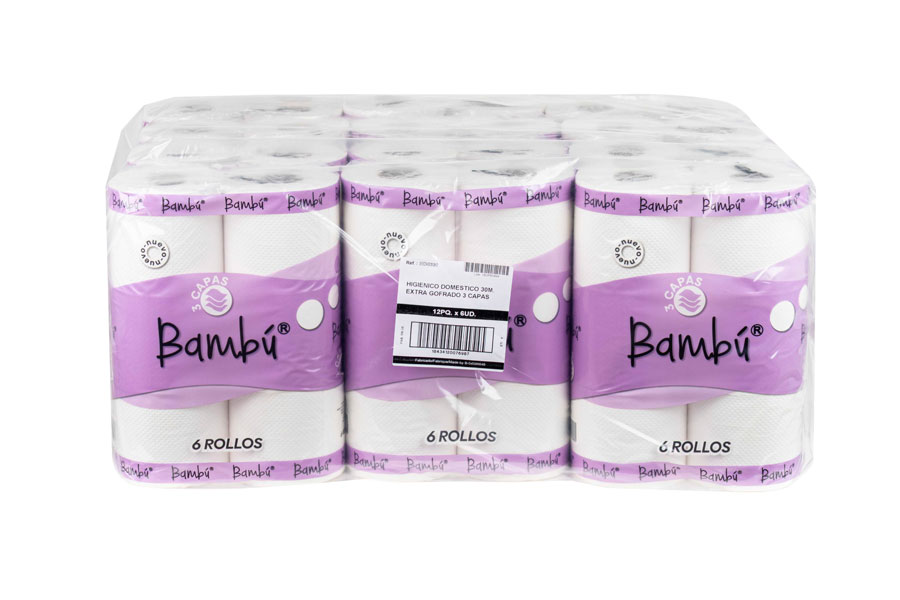 Higiénico Doméstico 30m Extra Gofrado 3 capas, 6uds x 12uds