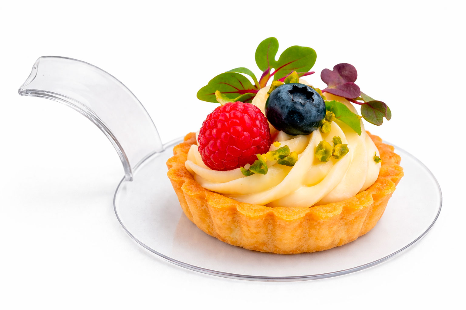Miniatura Bandeja Tarta Redonda PS Reutilizable 8x2cm Transparente, 50uds x 20pq