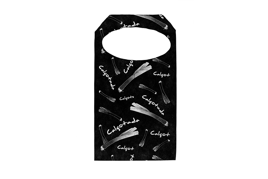 Peto Novotex 35x60cm Talla G Negro Deco. Calçots Blanco, 400uds