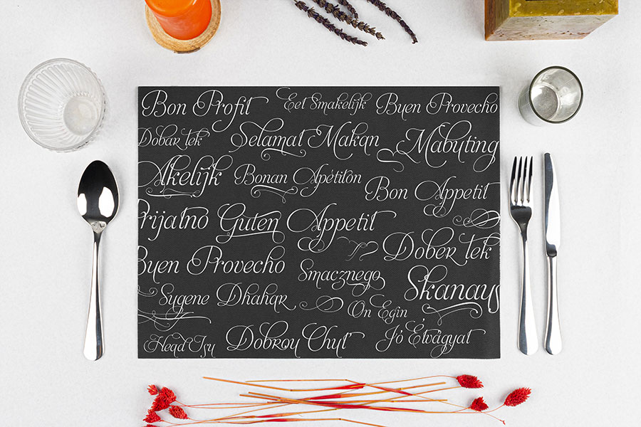 Mantel Startex 30x40cm Negro Deco. Buen Provecho