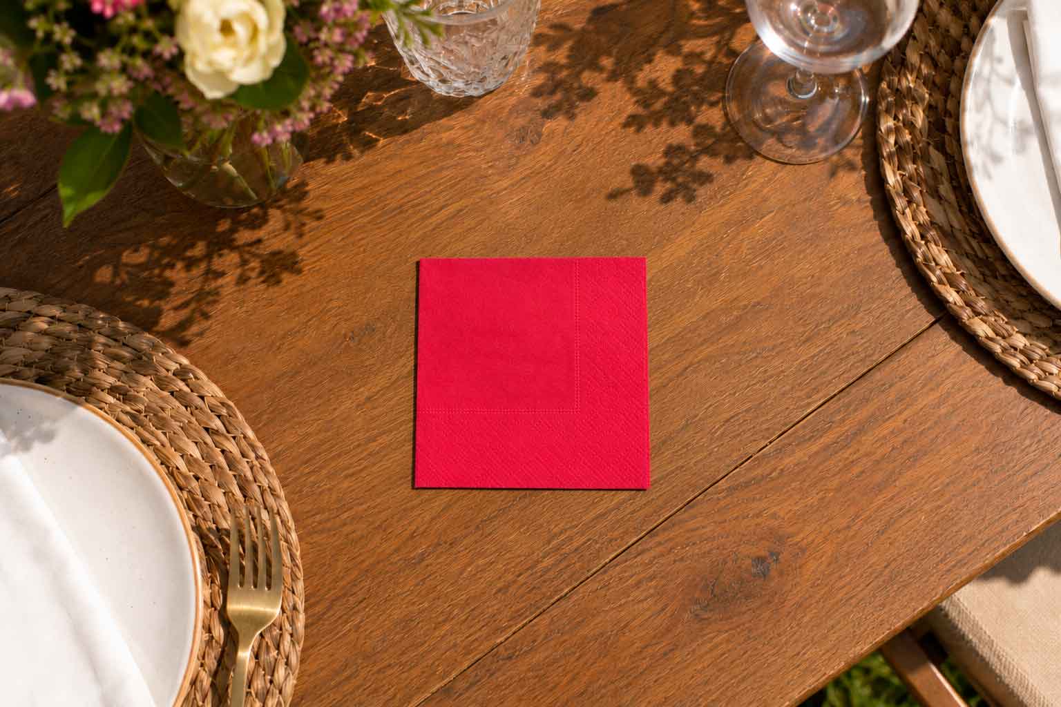 Servilleta Cenefa 20x20cm Rojo, 6.000uds