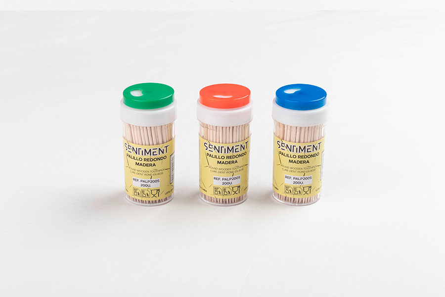Palillero de Plástico con 200 Palillos de Bambú, 24uds x 12pq