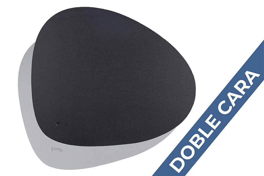 Mantel Polipiel Ovalado 37x43cm Gris-Negro, 12uds x 12pq