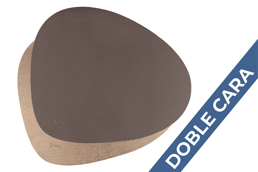 Mantel Polipiel Oval. 37x43 Marrón-Oro, 12uds x 12pq