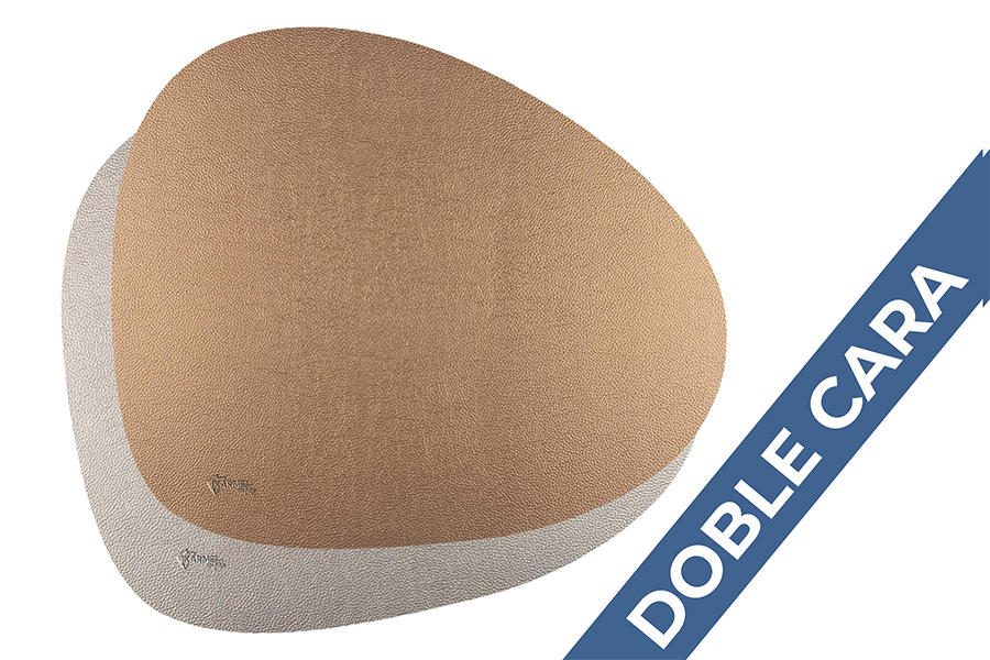 Mantel Polipiel Ovalado 37x43cm Plata-Oro, 12uds x 12pq