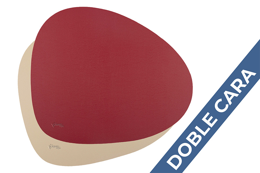 Mantel Polipiel Ovalado 37x43cm Rojo-Crema, 12uds x 12pq
