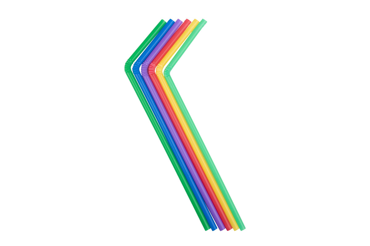 Pajita PP Flexible Reutilizable 230x6mm Surtido Colores, 100uds x 50pq