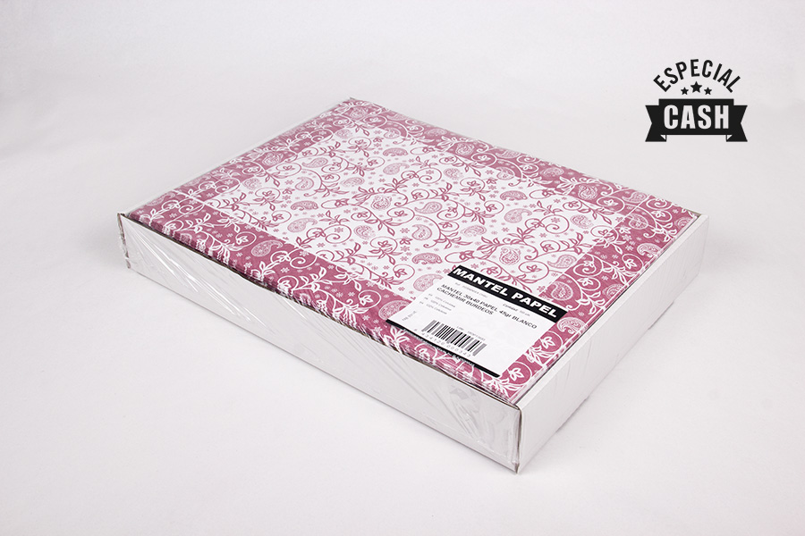 Mantel Papel 30x40cm 45gr Deco. Cachemir Burdeos, Estuche de 500uds