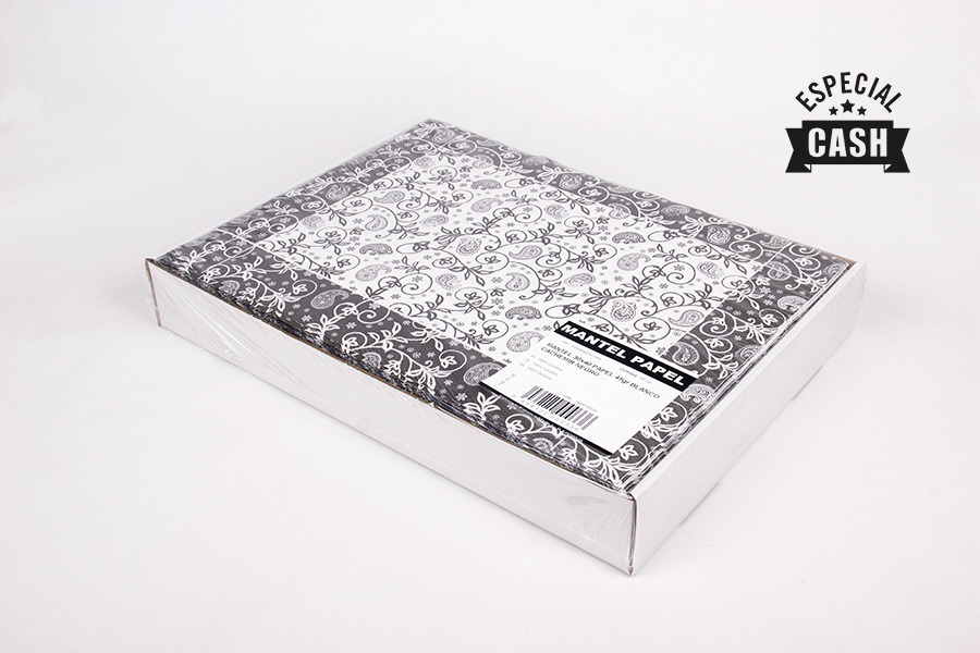 Mantel Papel 30x40cm 45gr Deco. Cachemir Negro, Estuche de 500uds