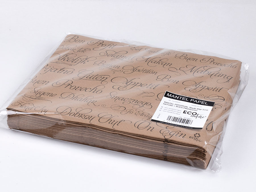 Mantel Papel 30x40cm 40gr Eco Nature Deco. Buen Provecho, 1.000uds (2x500)