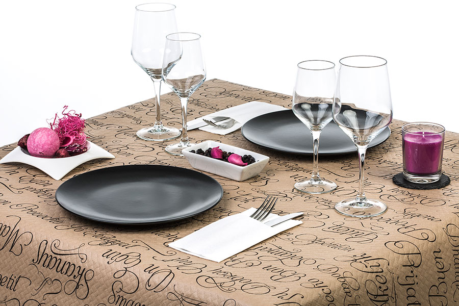 Mantel Papel 100x100cm Pleg. 1/8 Eco Nature Deco. Buen Provecho, 250uds