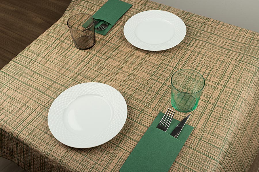 Mantel Papel 100x100cm Pleg. 1/8 Eco Nature Deco. Urban Verde, 250uds