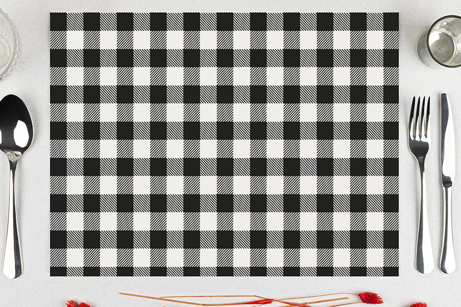 Mantel Papel 28x40,5cm 80gr Deco. Vichy Negro Imp. Offset, 500uds