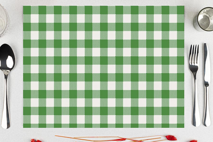 Mantel Papel 28x40,5cm 80gr Deco. Vichy Verde Imp. Offset, 500uds