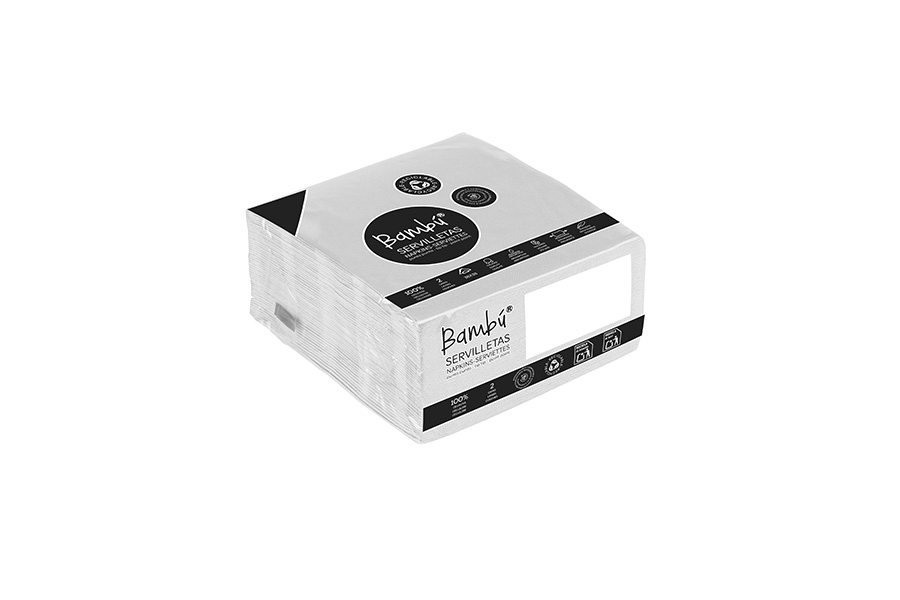 Servilleta Punta Punta 38x38cm Blanco, 1.200uds