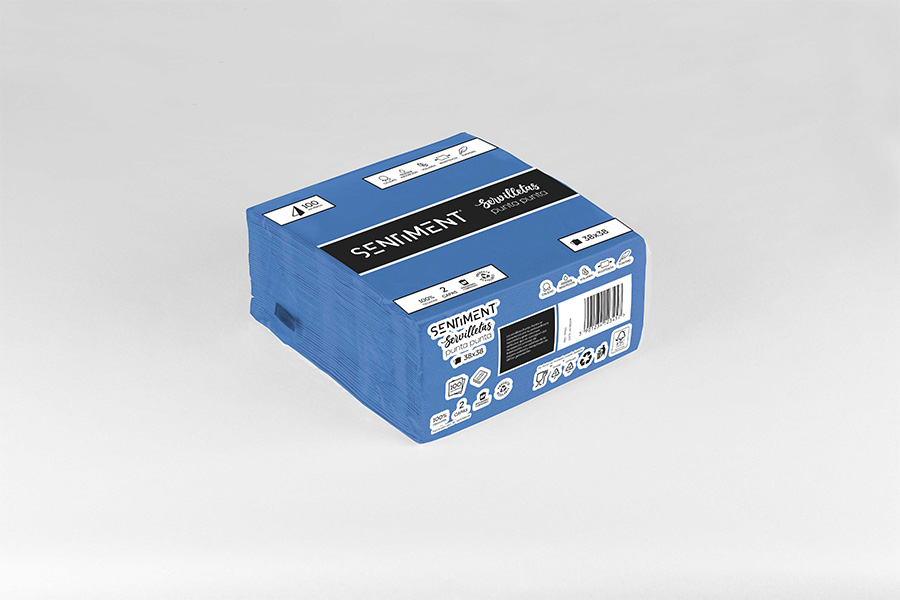 Servilleta Punta Punta 38x38cm Azul, 960uds -Sentiment-