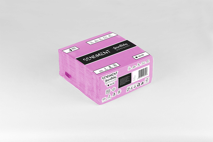 Servilleta Punta Punta 38x38cm Fucsia, 960uds -Sentiment-
