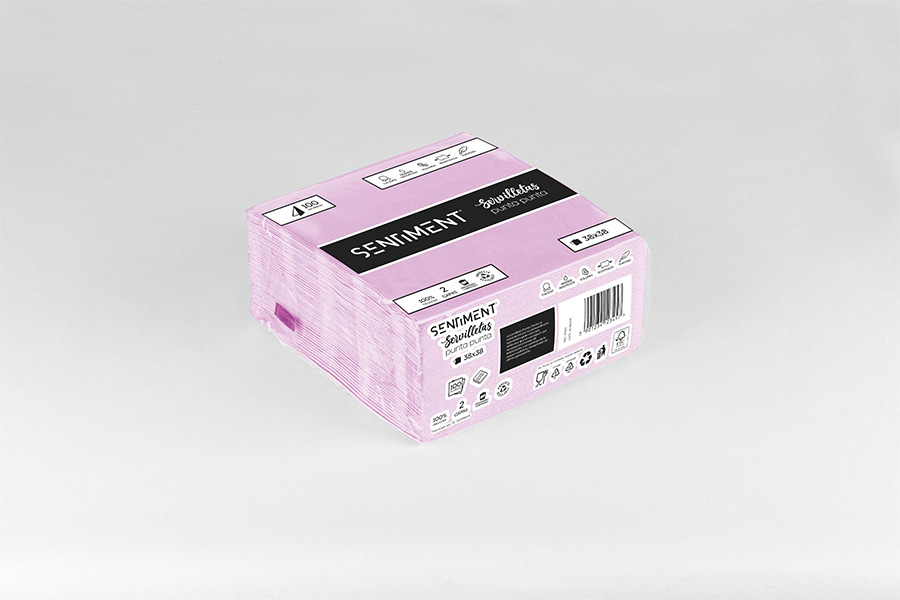 Servilleta Punta Punta 38x38cm Rosa, 960uds -Sentiment-