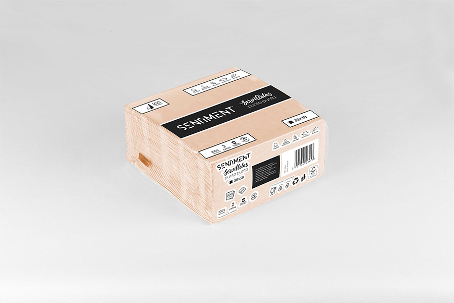 Servilleta Punta Punta 38x38cm Salmón, 960uds -Sentiment-