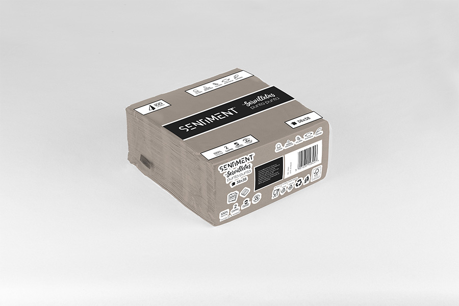 Servilleta Punta Punta 38x38cm Taupé, 960uds -Sentiment-