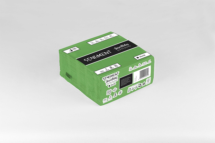 Servilleta Punta Punta 38x38cm Verde, 960uds -Sentiment-