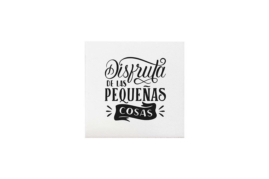 Servilleta Punta Punta 20x20cm Deco. Frases, 3.000uds