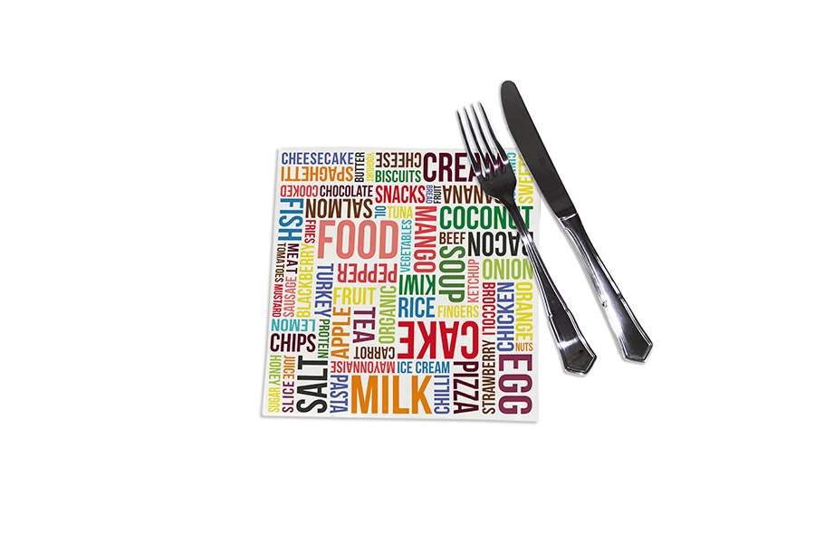 ; Servilleta Punta Punta 40x40cm Imp. Digital Food is good, 240uds