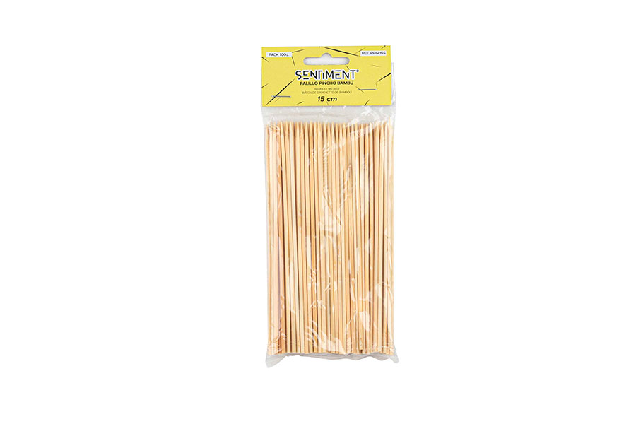 Palillo Pincho Bambú 15cm, 100uds x 20pq