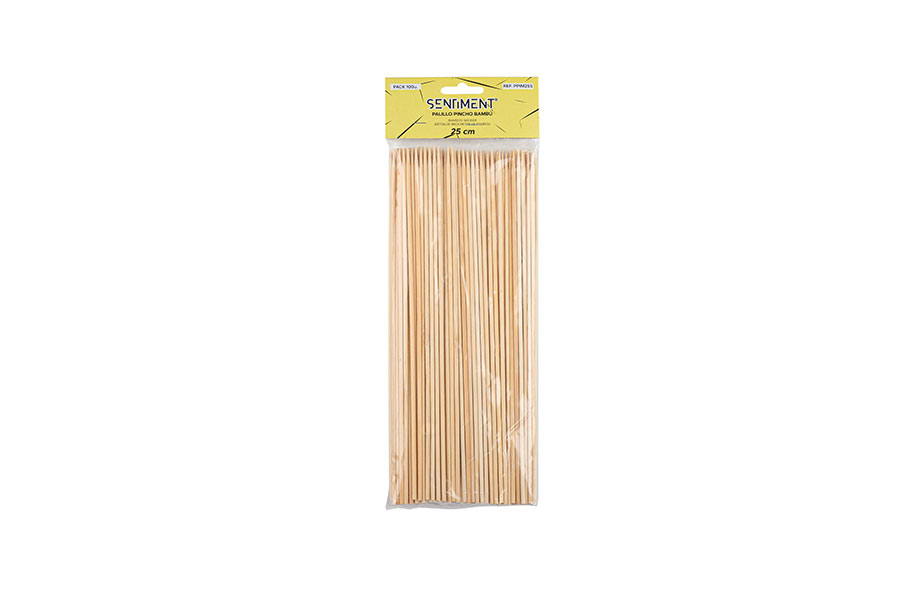 Palillo Pincho Bambú 25cm, 100uds x 20pq